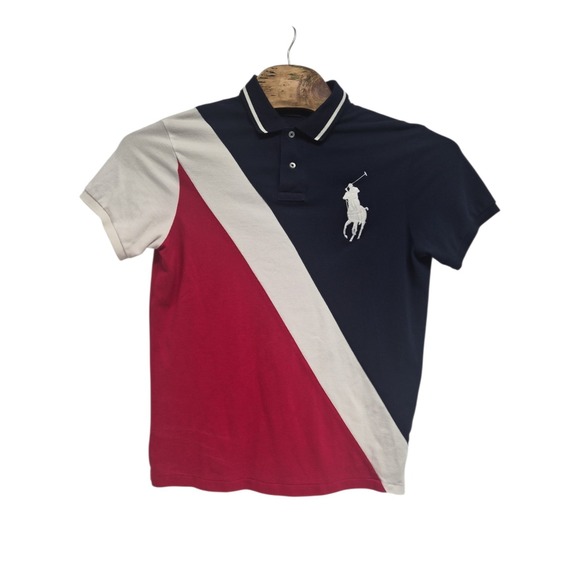 Polo Ralph Lauren Mens Polo Multicolor Big White Pony Size Large 100% Cottom - Picture 2 of 6